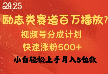 励志类赛道也能百万播放，快速涨粉500+视频号变现月入过W